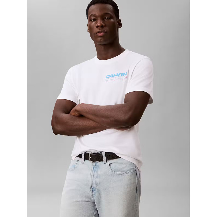 t-shirt homme  calvin klein m ss 20s calvin disc stack gra