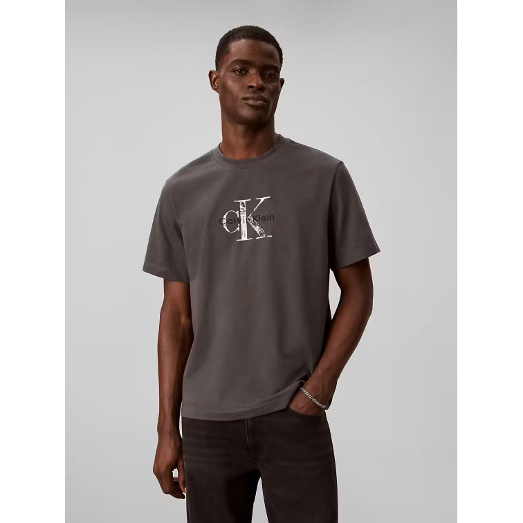 t-shirt homme  calvin klein ss 20s ez distressd mnlgo grap