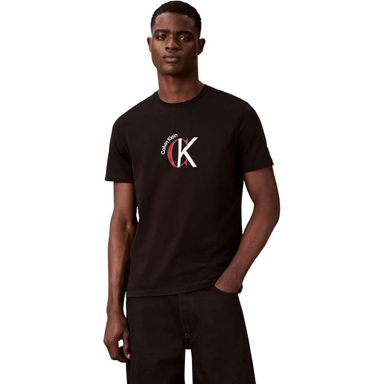 t-shirt homme  calvin klein m ss 30s whsl ckj 2tone ck gra