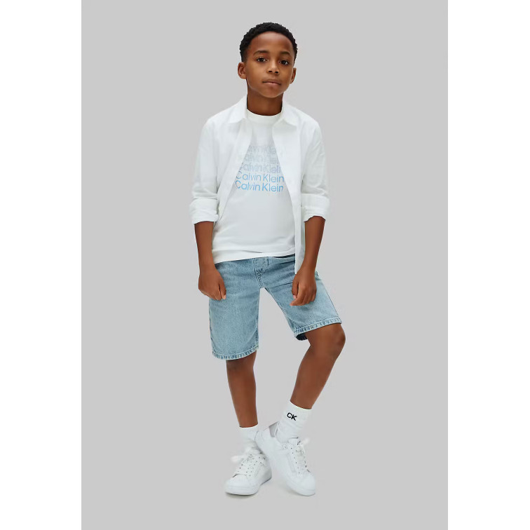 t-shirt garçon  calvin klein b stacked logo ss t-shirt