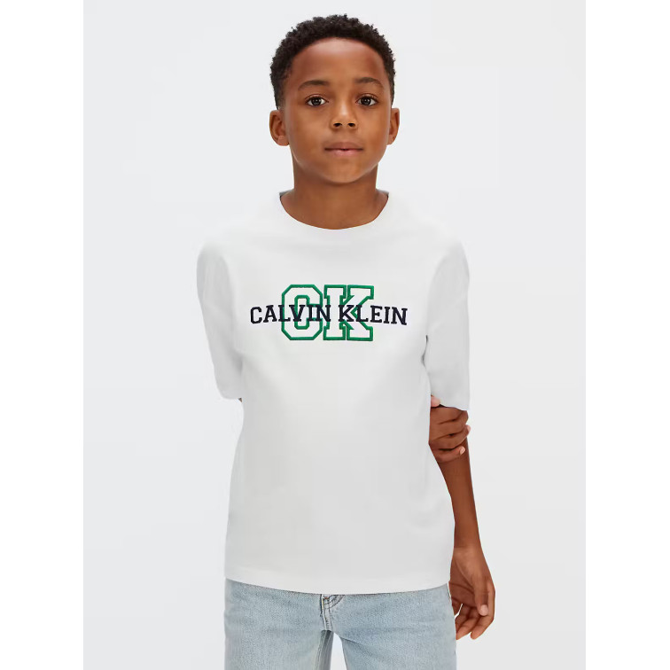t-shirt garçon  calvin klein b varsity logo ss t-shirt