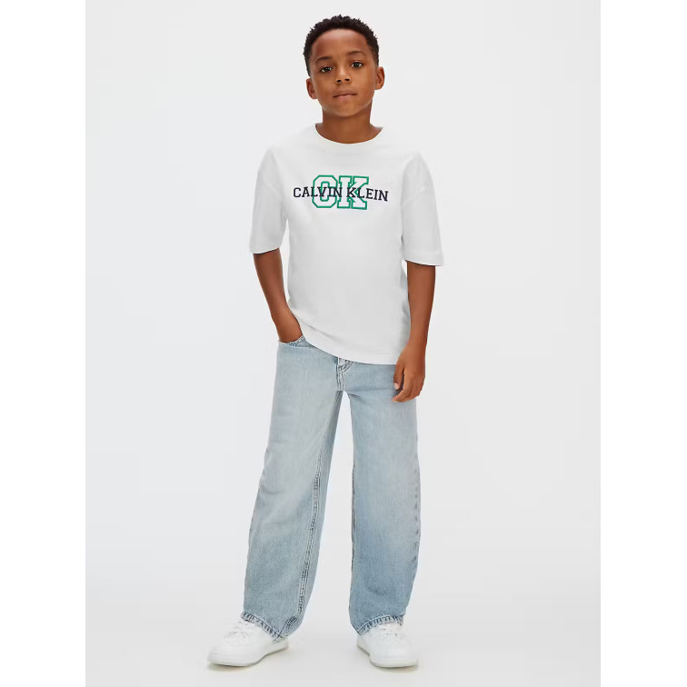 t-shirt garçon  calvin klein b varsity logo ss t-shirt