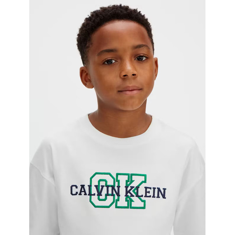 t-shirt garçon  calvin klein b varsity logo ss t-shirt