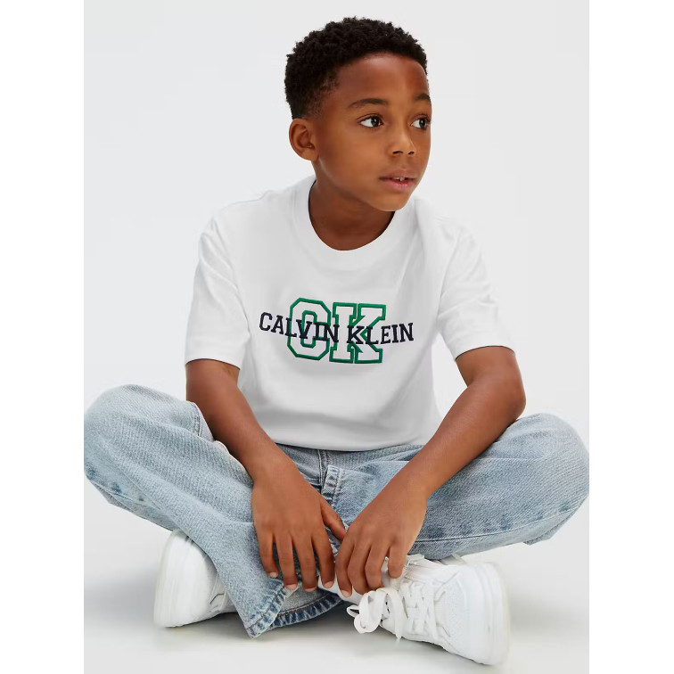 t-shirt garçon  calvin klein b varsity logo ss t-shirt
