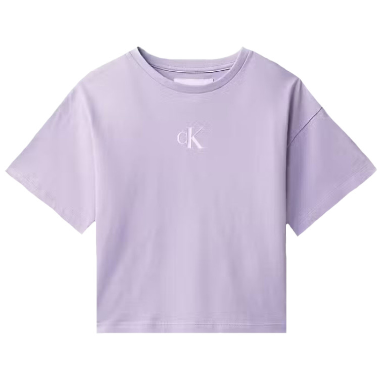t-shirt fille  calvin klein g ck logo boxy t-shirt ss