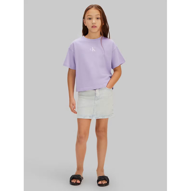 t-shirt fille  calvin klein g ck logo boxy t-shirt ss