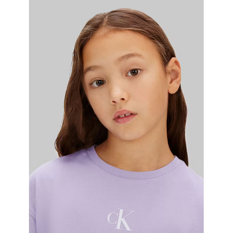 t-shirt fille  calvin klein g ck logo boxy t-shirt ss