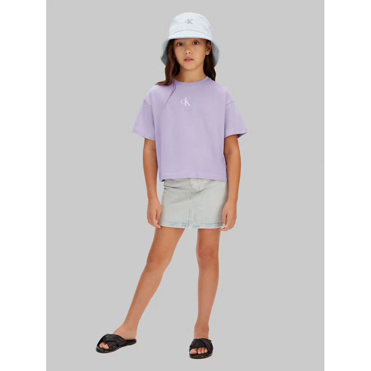 t-shirt fille  calvin klein g ck logo boxy t-shirt ss