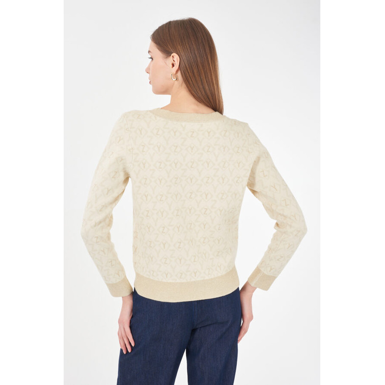 sweat-shirt femme  yes zee maglia donna jaquard, girocoll