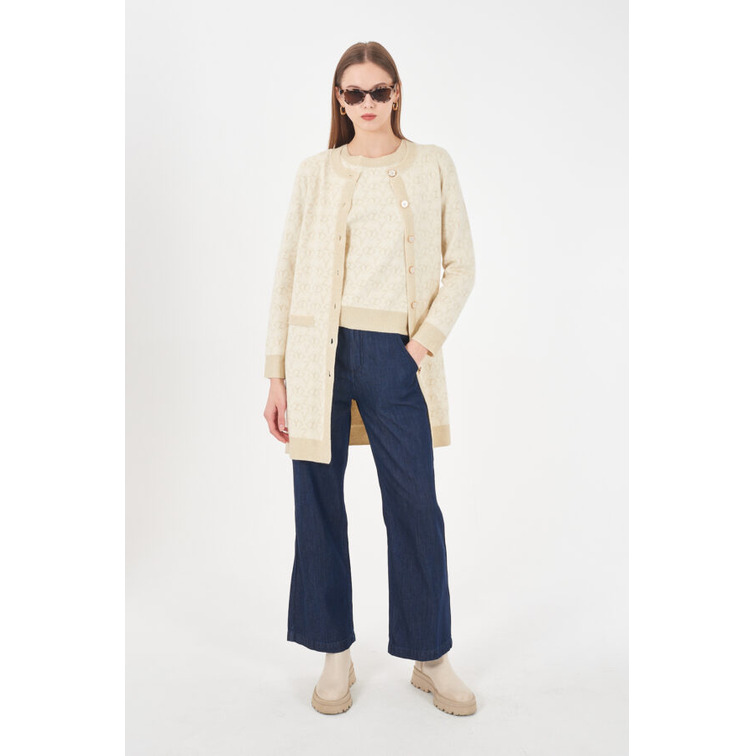 sweat-shirt femme  yes zee maglia donna jaquard, girocoll
