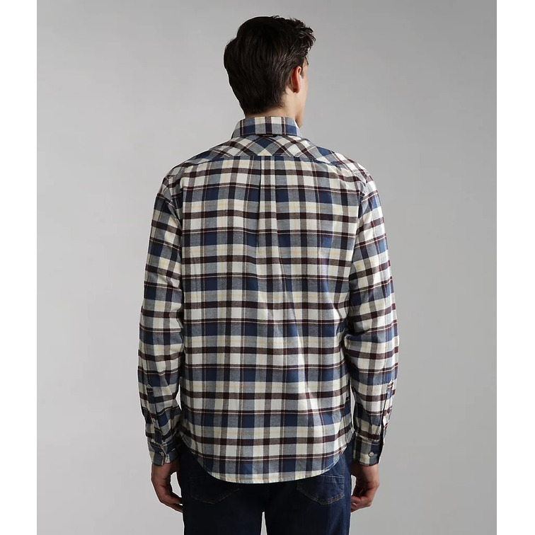 chemise homme  napapijri g-trekking check ecru d5c
