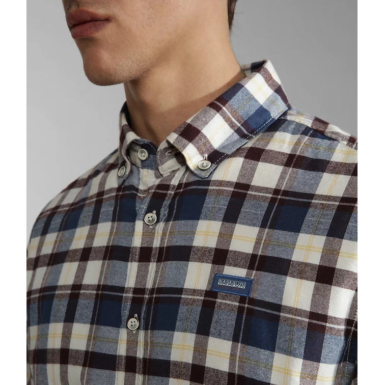 chemise homme  napapijri g-trekking check ecru d5c