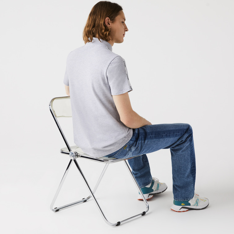 pôle en coton chiné avec bandes siglées homme lacoste