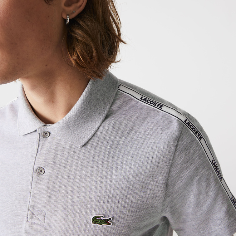 pôle en coton chiné avec bandes siglées homme lacoste