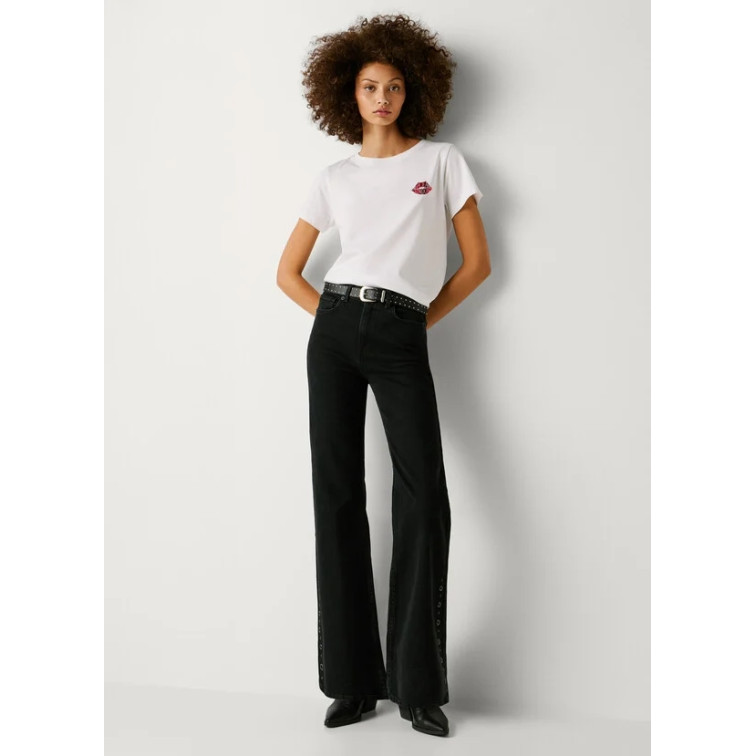 jeans femme  pepe jeans flare hw willa blk