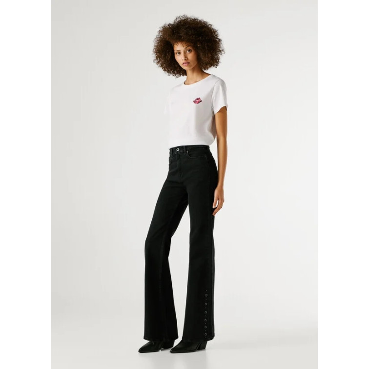 jeans femme  pepe jeans flare hw willa blk