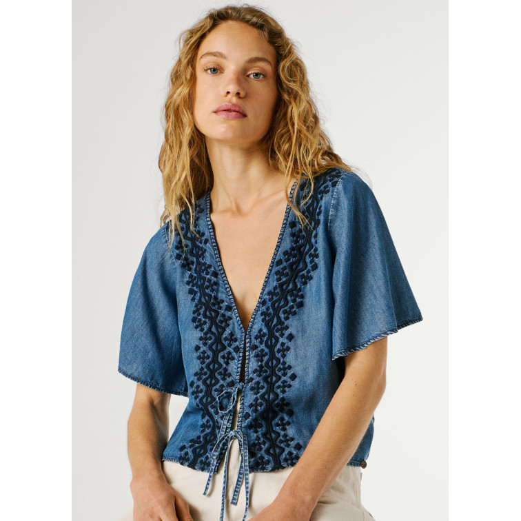 chemise femme  pepe jeans cleo tencel shirt