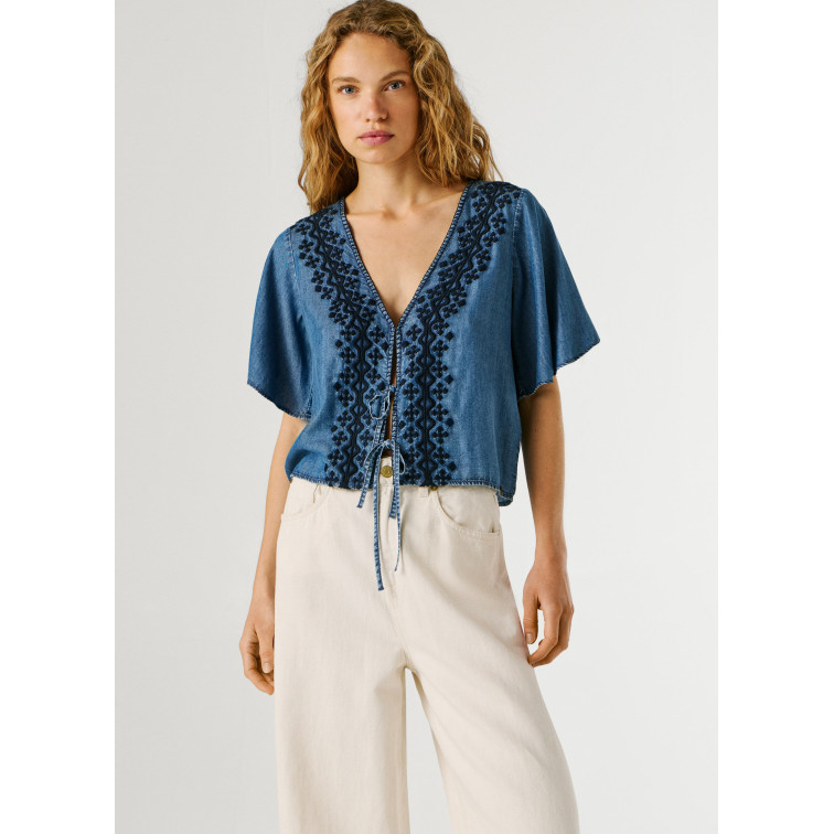 chemise femme  pepe jeans cleo tencel shirt