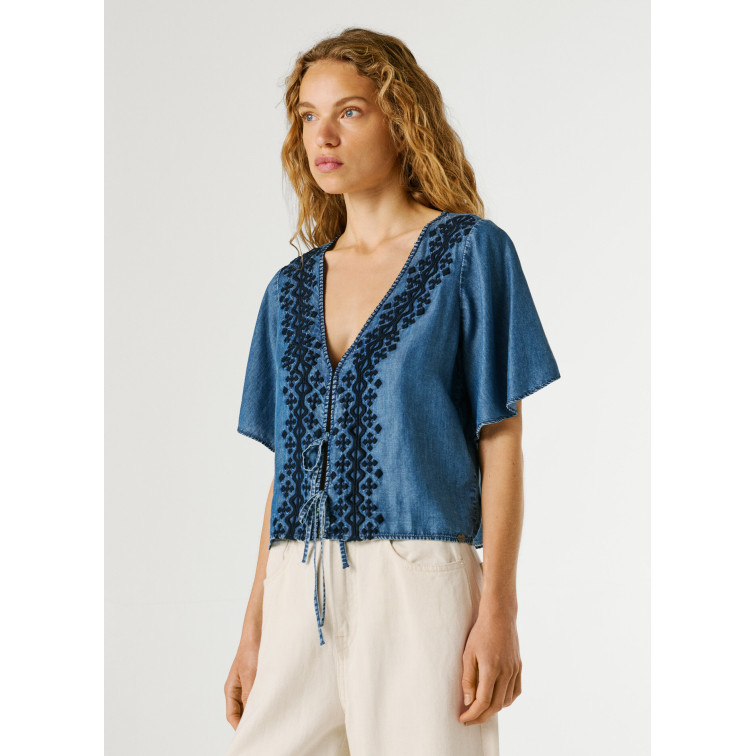 chemise femme  pepe jeans cleo tencel shirt