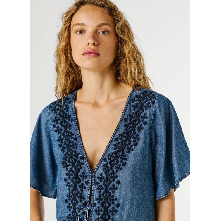 chemise femme  pepe jeans cleo tencel shirt