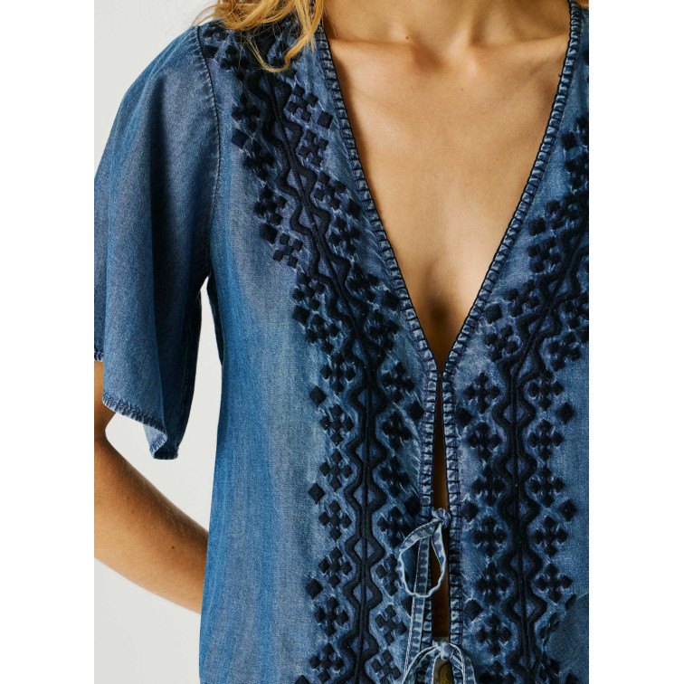 chemise femme  pepe jeans cleo tencel shirt