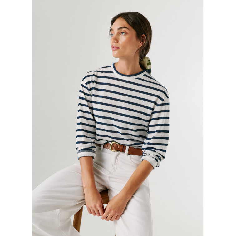 t-shirt femme  pepe jeans marlen striped
