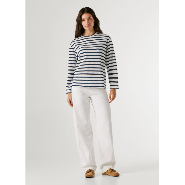 t-shirt femme  pepe jeans marlen striped