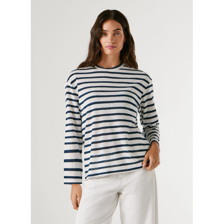 t-shirt femme  pepe jeans marlen striped