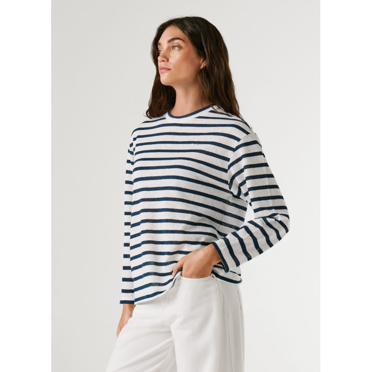 t-shirt femme  pepe jeans marlen striped
