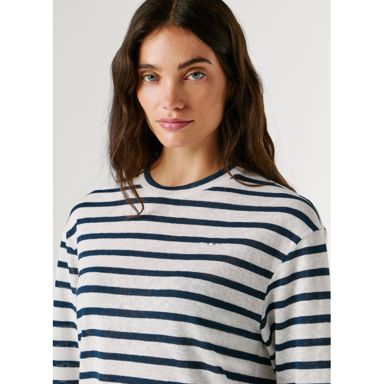 t-shirt femme  pepe jeans marlen striped