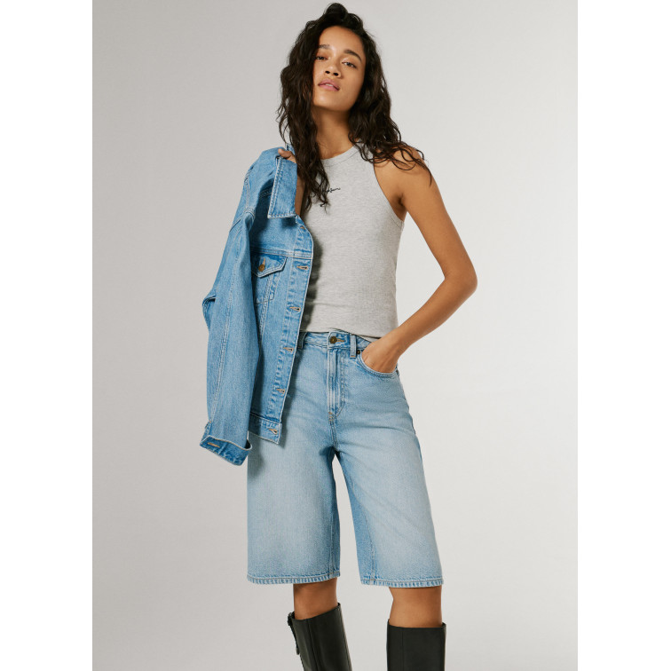 le short femme  pepe jeans relaxed bermuda uhw lexa