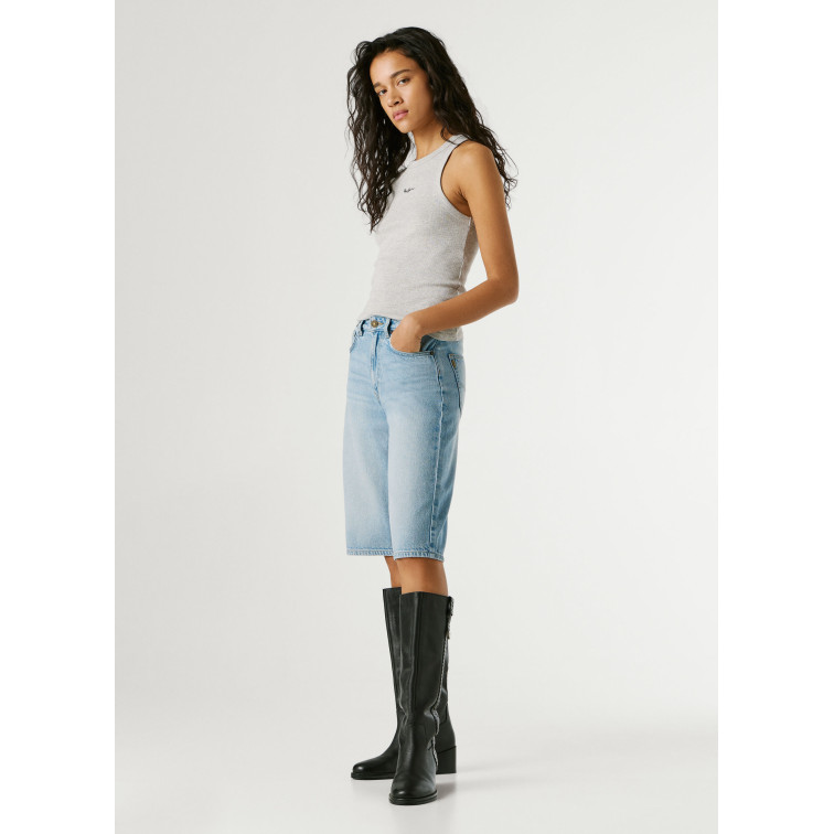 le short femme  pepe jeans relaxed bermuda uhw lexa