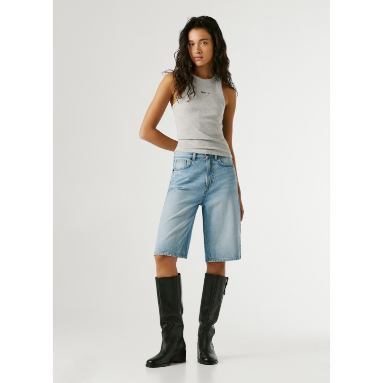 le short femme  pepe jeans relaxed bermuda uhw lexa