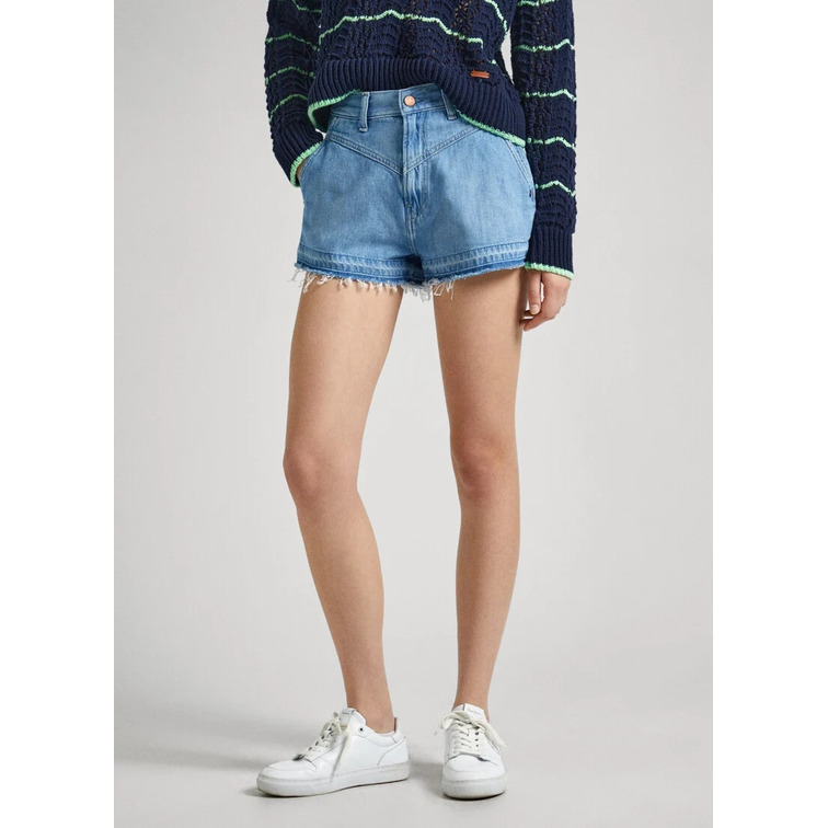 le short femme  pepe jeans a-line short uhw sky