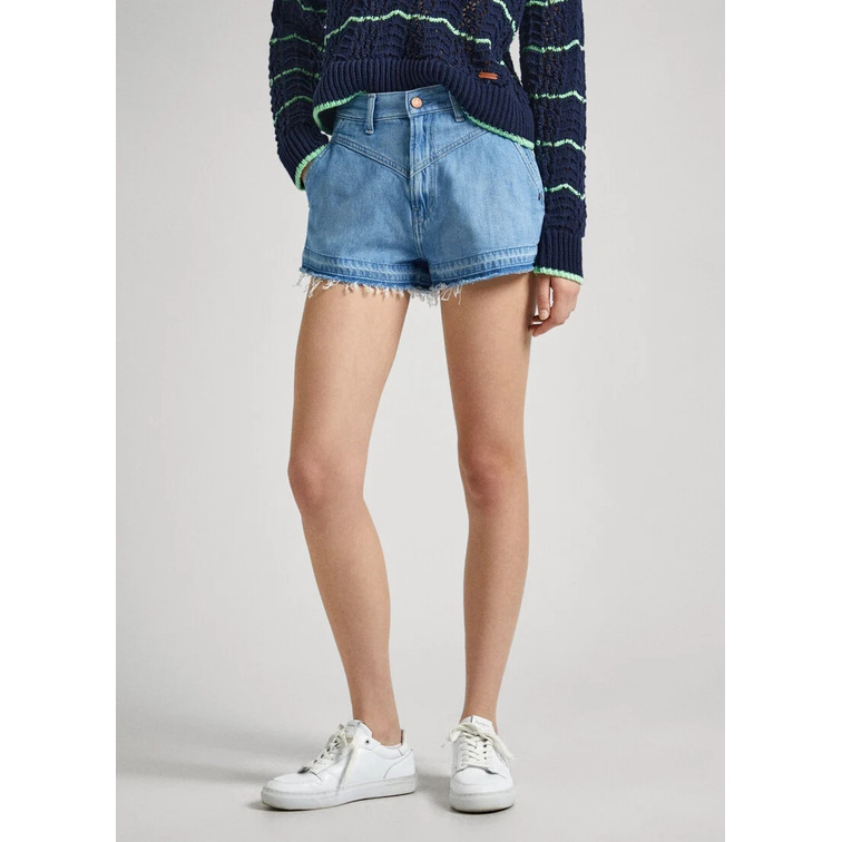 le short femme  pepe jeans a-line short uhw sky