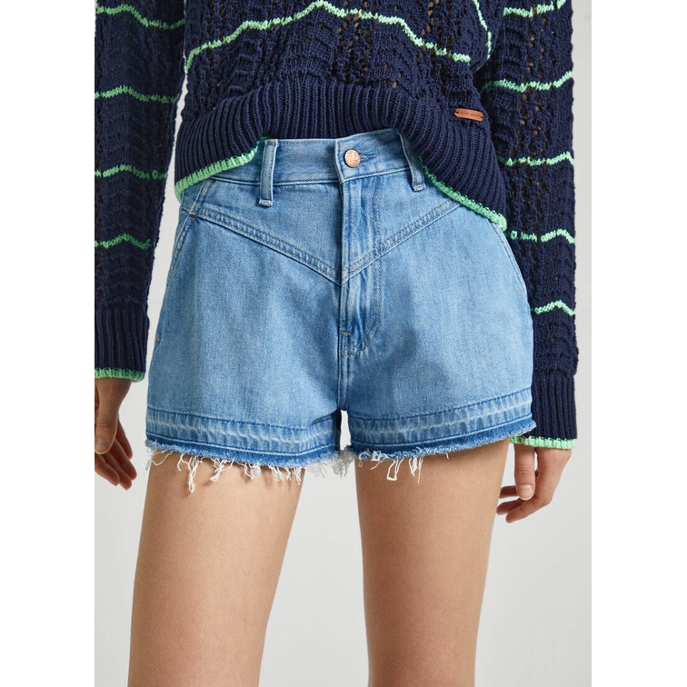 le short femme  pepe jeans a-line short uhw sky