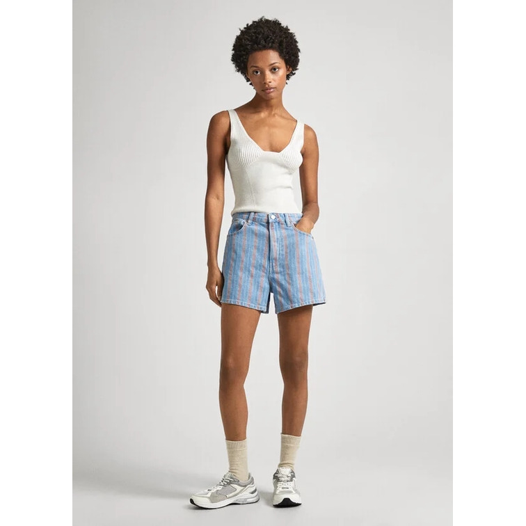 le short femme  pepe jeans a-line short uhw stripe