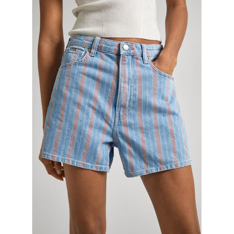 le short femme  pepe jeans a-line short uhw stripe
