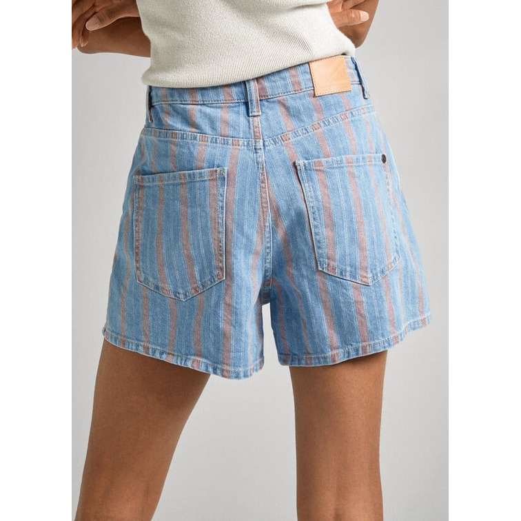le short femme  pepe jeans a-line short uhw stripe