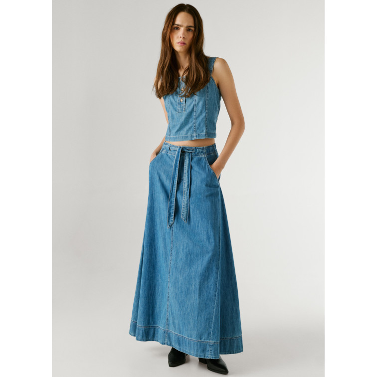 jupe femme  pepe jeans maxi skirt uhw belt