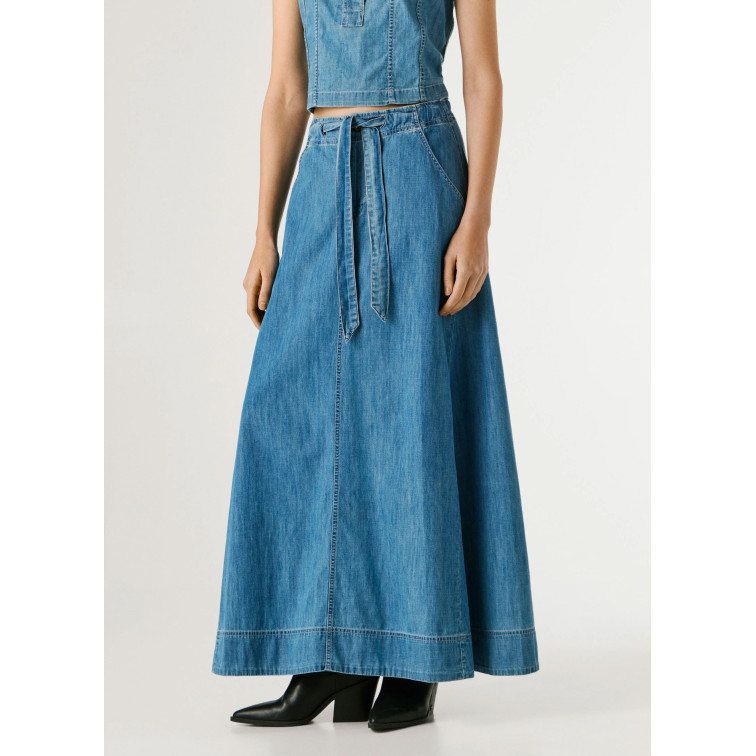 jupe femme  pepe jeans maxi skirt uhw belt