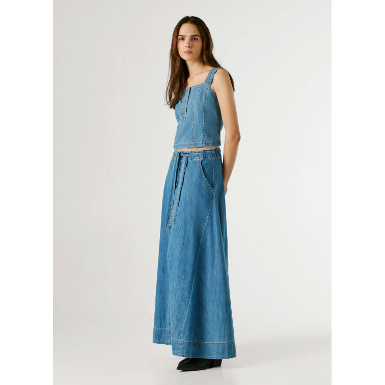 jupe femme  pepe jeans maxi skirt uhw belt
