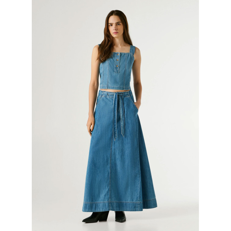 jupe femme  pepe jeans maxi skirt uhw belt