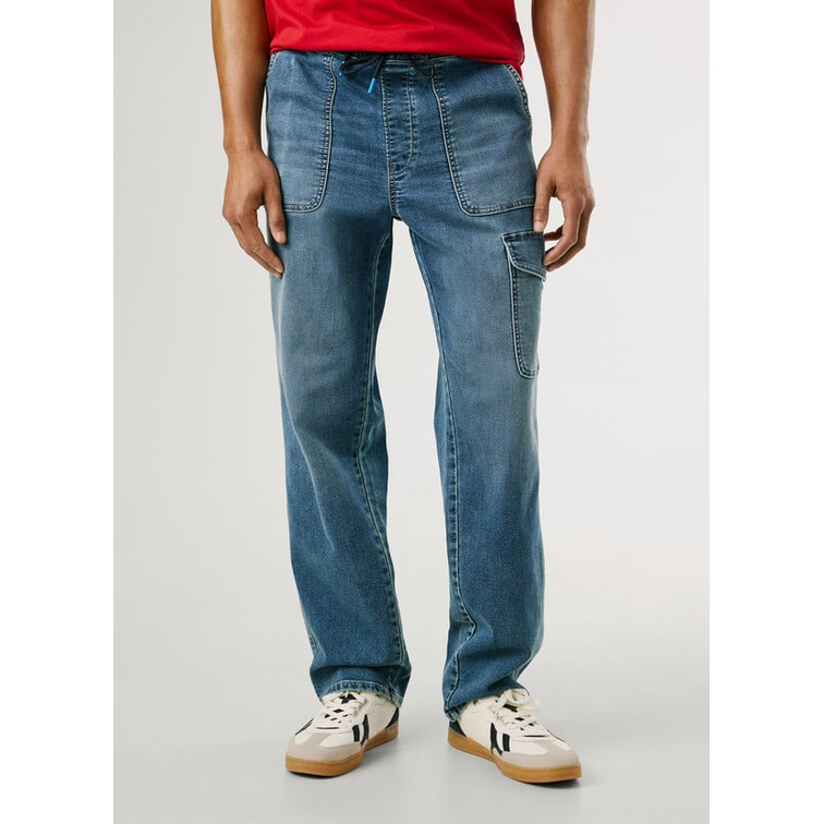 jeans homme  pepe jeans relaxed cargo mid blue