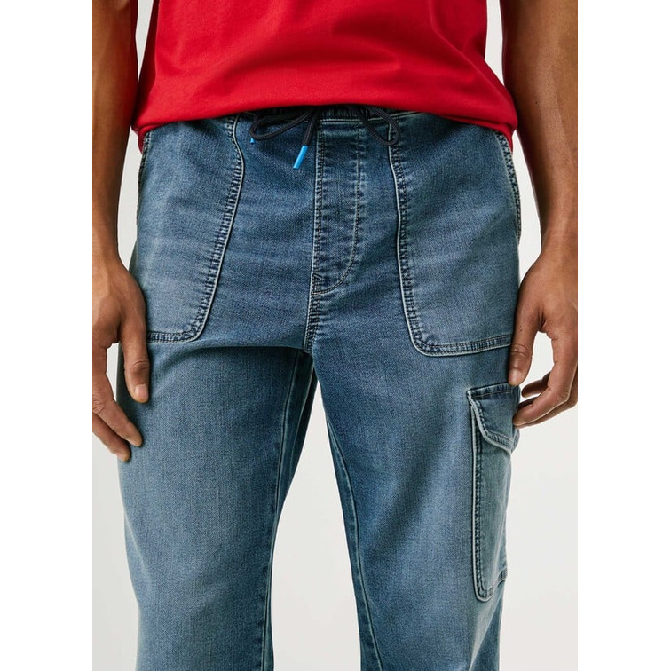 jeans homme  pepe jeans relaxed cargo mid blue