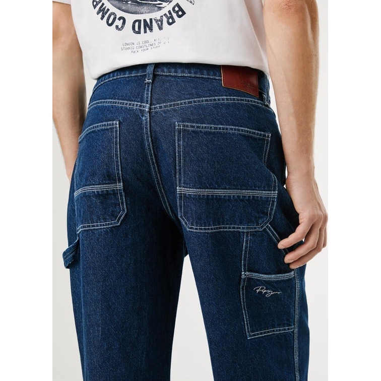 jeans homme  pepe jeans relaxed taper carpenter dk blu