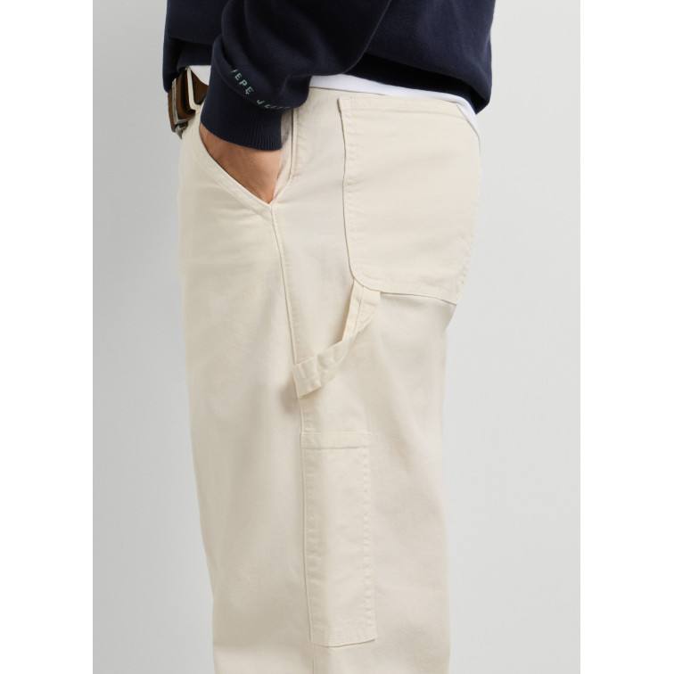 pantalon homme  pepe jeans relaxed washed carpenter canva