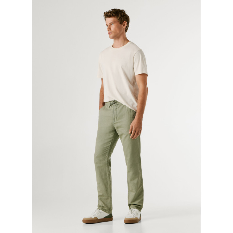 pantalon homme  pepe jeans pull on comfort chino linen