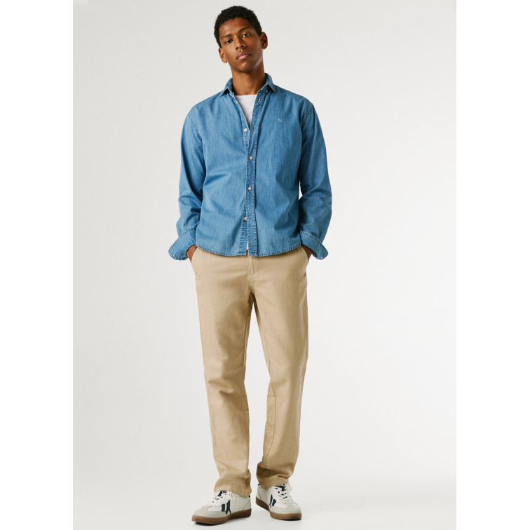 pantalon homme  pepe jeans pull on comfort chino linen