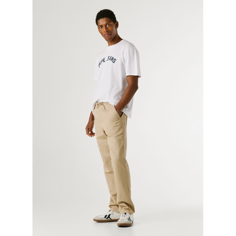 pantalon homme  pepe jeans pull on comfort chino linen